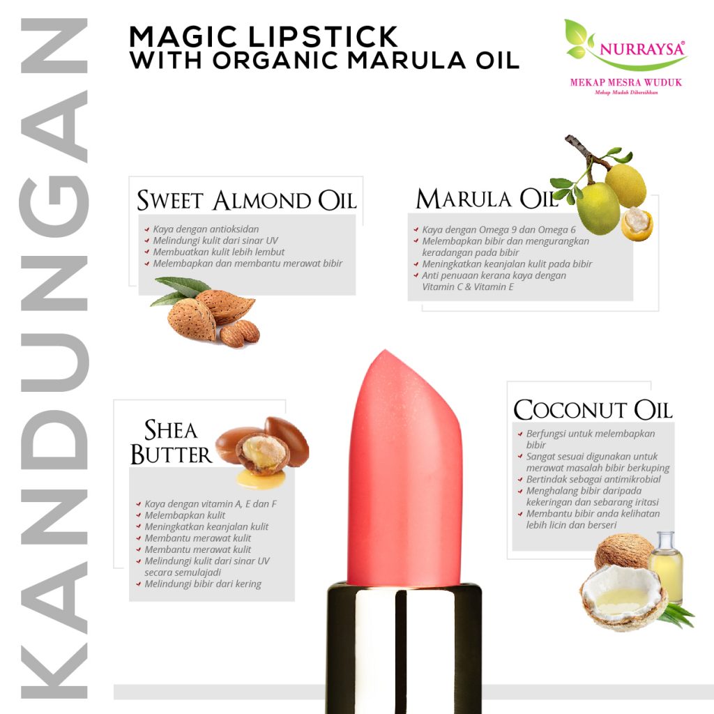 Magic Lipstick Nurraysa Organic Marula Oil
