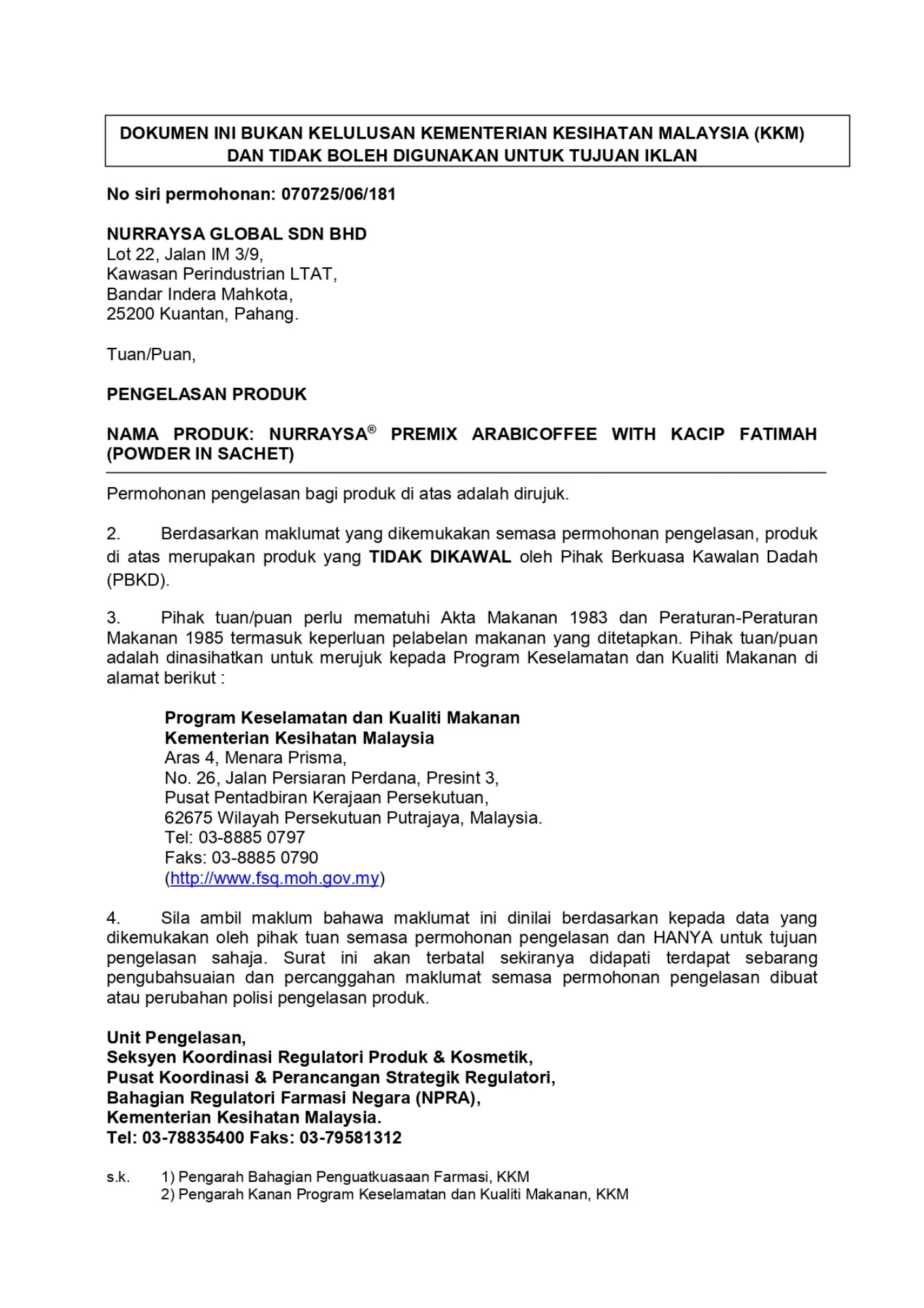 Premium Arabi Coffee with Kacip Fatimah