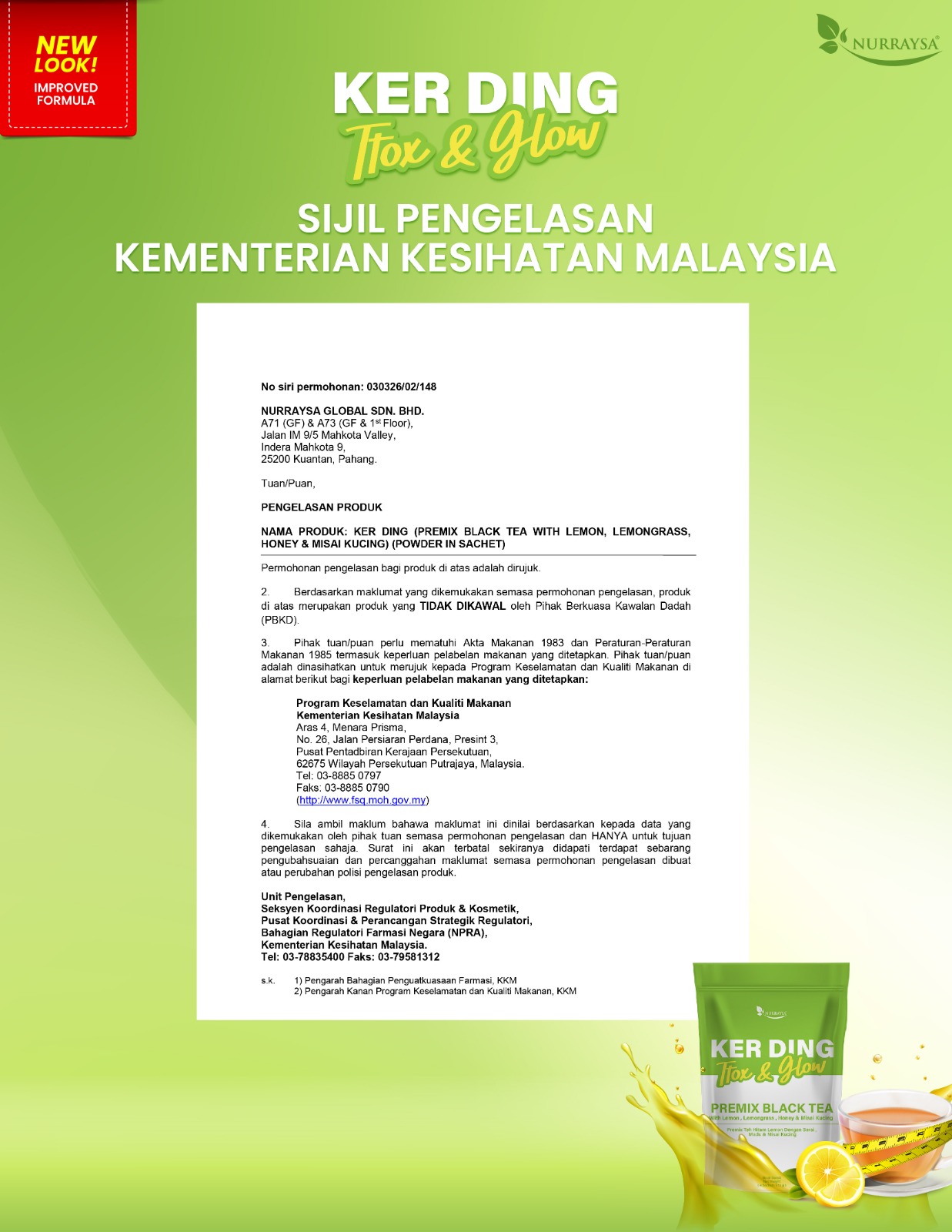 Ker Ding Ttox & Glow (Premix Black Tea with Lemon, Lemongrass, Honey & Misai Kucing)